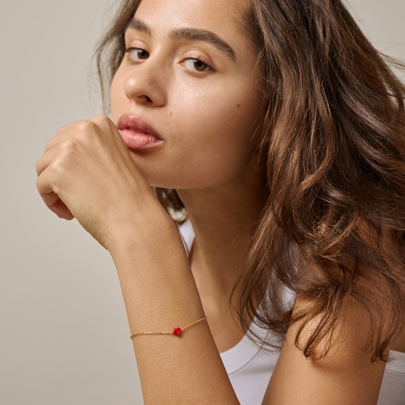 Enamel Amore armbånd i forgyldt sølv B141G-red model